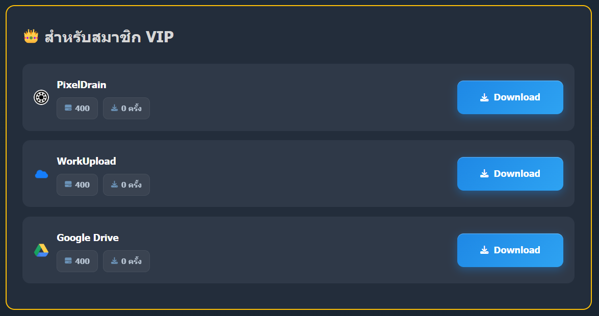 ปุ่มดาวน์โหลด VIP ที่ปลดล็อกแล้ว